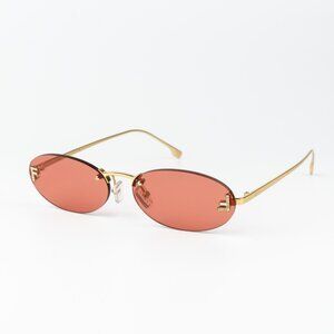 Fendi FIRST CRYSTAL Women Sunglasses Gold Bordeaux  Oval Metal FE4075US 30S